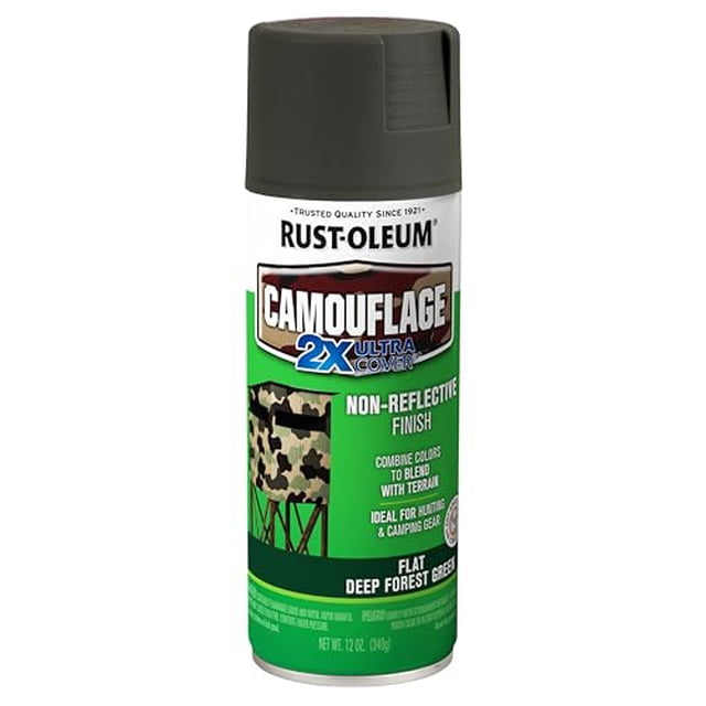 Rust-Oleum 279175 Camouflage 2X Ultra Cover Spray Paint, 12 oz, Deep Forest Green