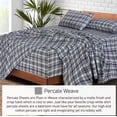 thumbnail image 4 of Ruvanti 100% Cotton Sheets - Crispy Cooling Percale Sheets For California King Size Bed, Breathable & Durable Cal King Sheet Set, 16 Inches Deep Pocket Bed Sheets, Greenish Blue Plaid, 4 Pieces, 4 of 5