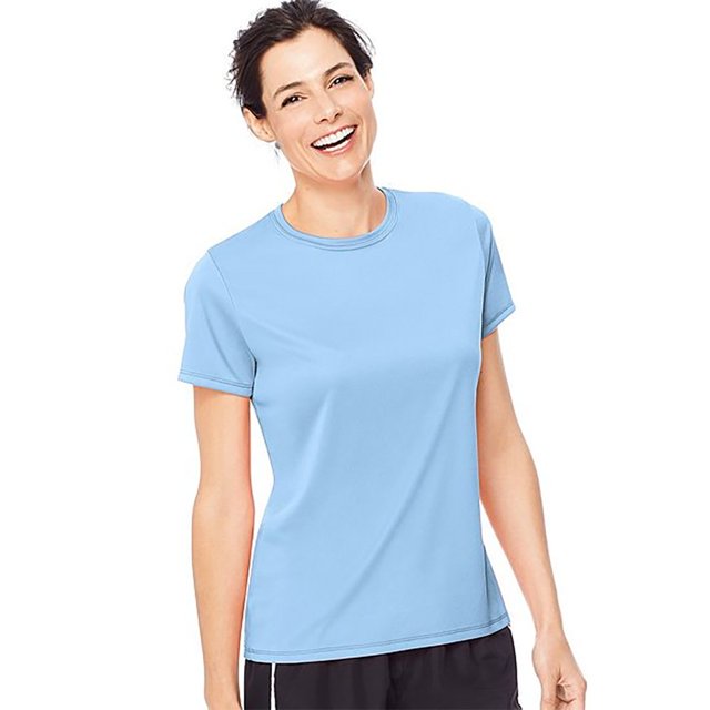 Hanes T-Shirt Performance Cool Dri pour Femmes, Grand, Bleu Clair