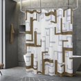 thumbnail image 3 of Rideau de Douche Géométrique Moderne, Rideau de Douche Imperméable et Rideau de Bain en Polyester pour Salle de Bain, Ensemble de Rideau de Douche en Tissu Texturé avec 12 Crochets, Lavable à la Machine, Brun Espresso Chocolat 72 Pouces, 3 of 5