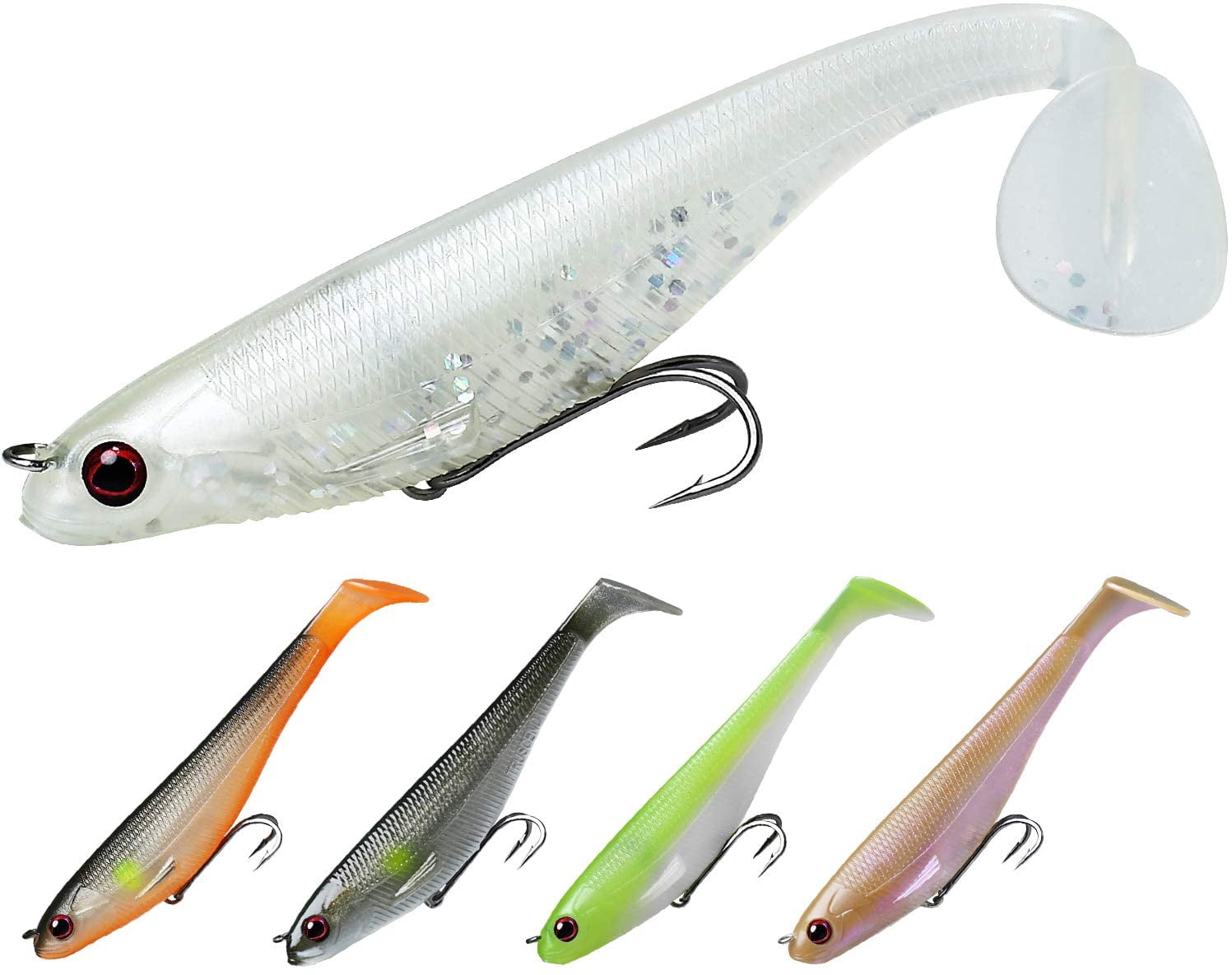 TRUSCEND Fishing Lures for Bass, Soft Swimbaits with Pre-Rigged