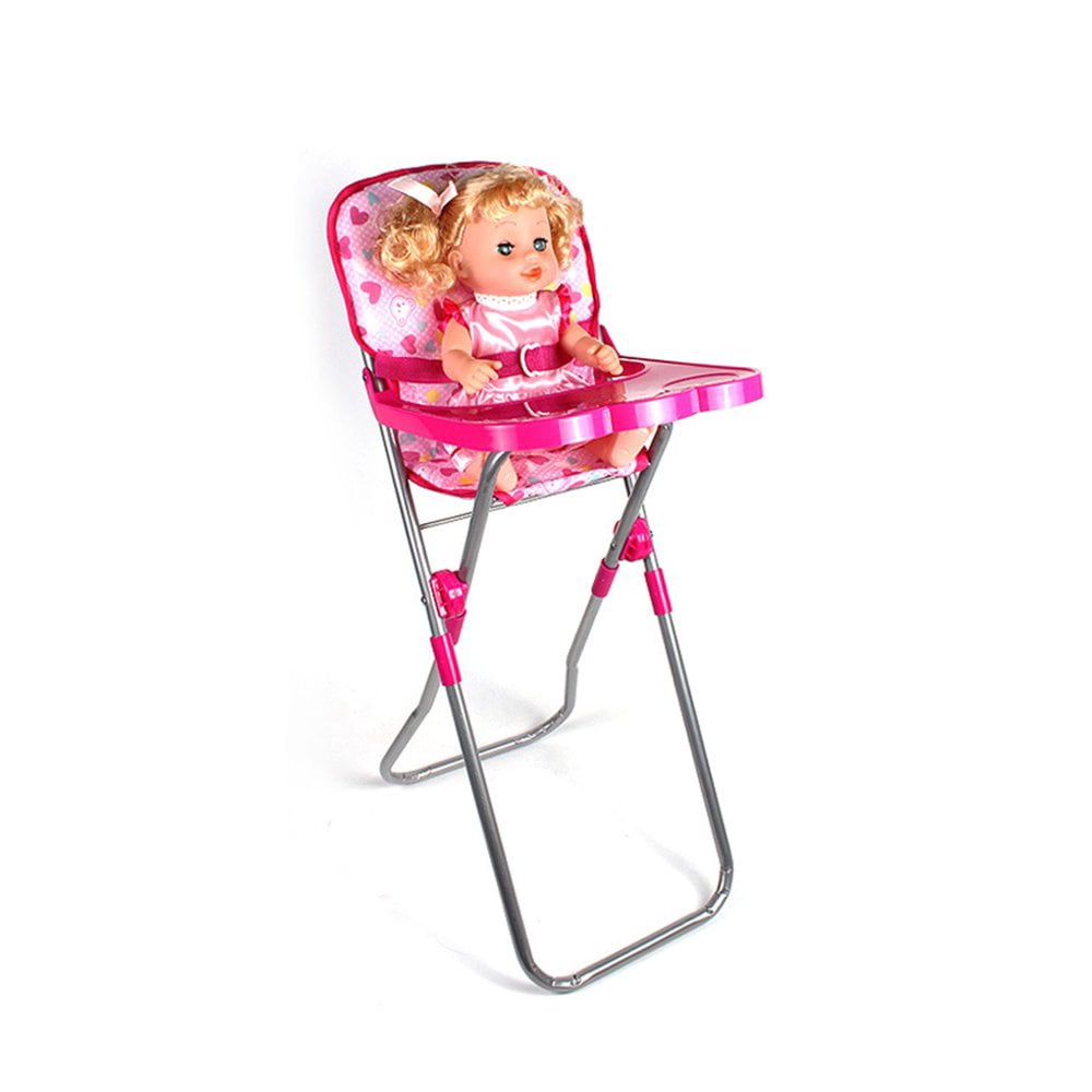 Poussette Jouet pour Poupée Accessoires pour Poupée Bébé Poussette de Nurserie pour Poupée Chaise de Salle à Manger Chaise Berçante Balançoire pour Poupées Pliable et Légère Poussette Jouet pour Enfants (Poupée Non Incluse)