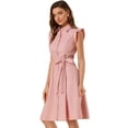 thumbnail image 1 of INSPIRE CHIC Robe-Chemise en Coton pour Femme à Manches Volantées Robe-Chemise de Travail avec Ceinture, 1 of 5