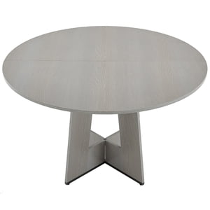 KFFKFF Round Dining Table, 47 inch Wood Table for 4-6 Person, Farmhouse Circle Dinner Furniture, Rustic Leisure Tables with Thick Wooden Legs, for Home Kitchen Living Room, Grey (Only Table)