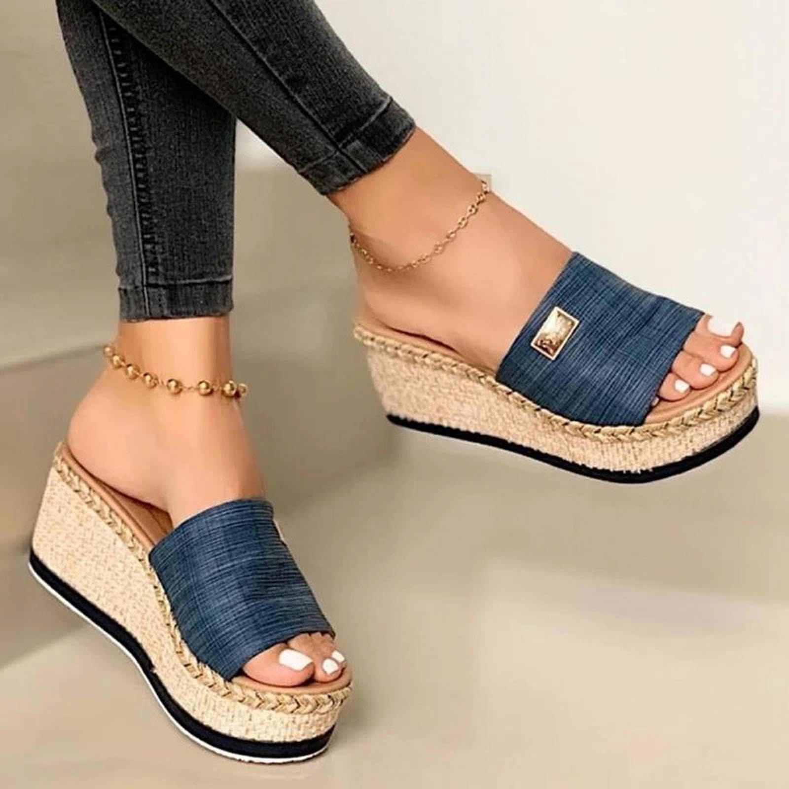 yievot Sandales Compensées Décontractées de Mode pour Femmes Dames Chaussures Pantoufles d'Extérieur