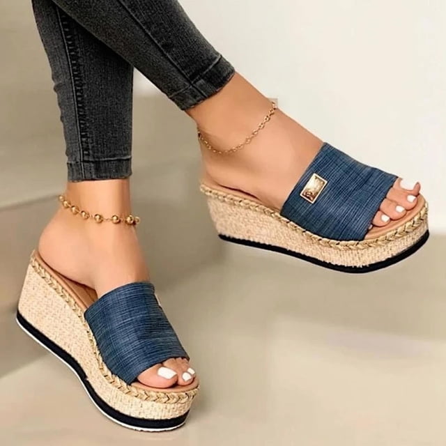 LSLJS Sandales Compensées Décontractées de Mode pour Femmes Dames Chaussures Pantoufles d'Extérieur, Pantoufles pour Femmes