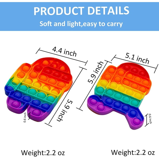Lot De 3 Fidget Toys Pop Bubble En Silicone – Anti-Stress Rainbow Pour Enfants Et Adultes