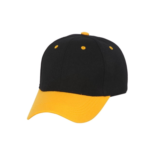 Casquette de Baseball Bicolore Ajustable, Noir Or
