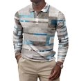 thumbnail image 1 of Innerwin Polo Shirt Lapel Neck Men T Shirts Business Long Sleeve Color Block Tee Style A S, 1 of 2