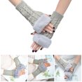 thumbnail image 4 of TISHITA Gants pour Femmes Demi-Doigt Gants Chauds Sans Doigts pour Course Sport Extérieur Cyclisme Gris Clair, 4 of 7