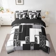 thumbnail image 2 of YST Grey Leopard Print Bedding Set 7 Piece Twin Black Silver Gray Abstract Geometric Bed In A Bag Grid Cheetah Comforter Set With Sheets For Adults,Wildlife Animal Check Bed Set, 2 of 5