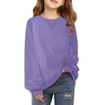 thumbnail image 1 of Timegard Girls Sweatshirts Kids Solid Color Athletic Pullover Tops Fall Casual Loose Running Clothing, 1 of 6