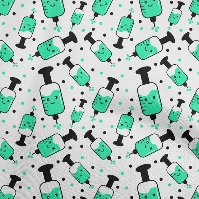 oneOone Polyester Spandex Sea Green Fabric Medical Virus Sewing Material Print Fabric by The Yard 56 Inch Wide