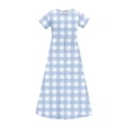 thumbnail image 4 of biudgviw Robe Décontractée pour Filles à Carreaux Manches Courtes Col Rond Robe Longue d'Été avec Poches 4-14 Ans, 4 of 7