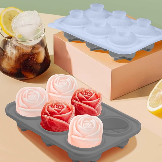 Chmadoxn Kitchen Gadgets, Rose Ice Lattice 1.65 Inch Whiskey Ice Lattice Tray With Lid The Shape Of Rose For Daily Drinking Water Milk Coffee Ice Lattice Cocktails Rose Ice Lattice