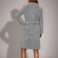 thumbnail image 4 of Womens Plush Fleece Robe Knee Length Cozy Fuzzy Bathrobe with Belt Shawl Collar Warm Soft Towel Robes Gray, XXL, 4 of 5
