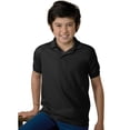 thumbnail image 1 of Hanes Cotton-Blend Kids` Jersey Polo, M, Black, 1 of 1