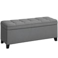 thumbnail image 1 of HOMCOM Storage Ottoman Bench, 47 Inches Linen Storage Chest, Dark Grey, 1 of 10