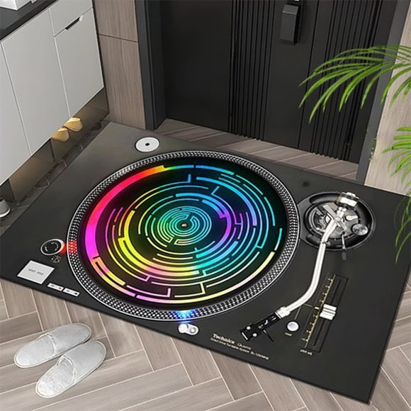 ABPWLY Record Player Creatives Policy Radio Floor Mat Carpet Home Living Room Door Mat Dirt-resistants Non-slip Floor Mat Clearance bath mats Canada Days non slip bath mat bathroom rugs