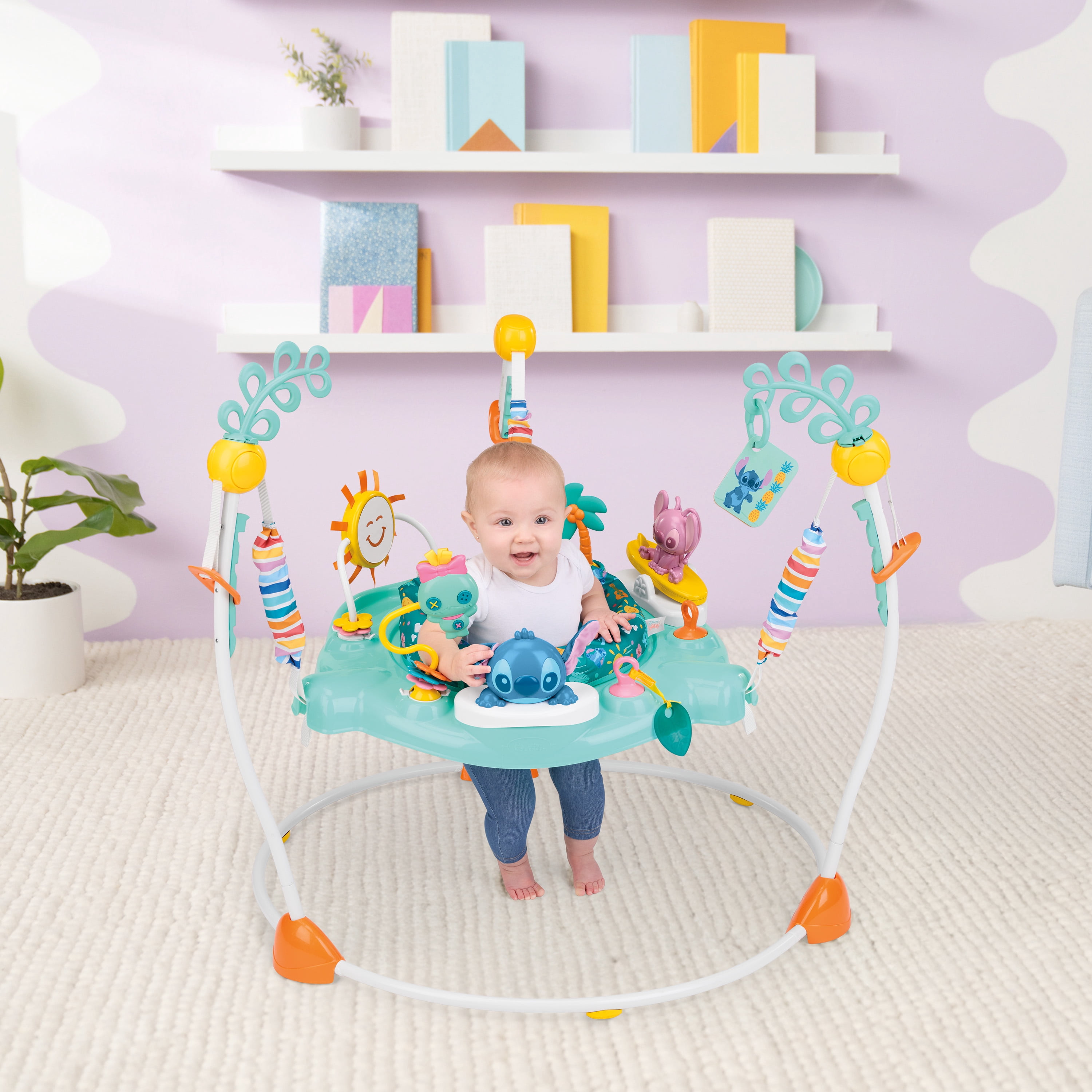 Bright Starts Disney Baby Stitch Little Ohana Centre d'Activités, Groupe d'Âge 6 - 12 Mois Ou jusqu'à 25 lbs et 30 Pouces de Hauteur