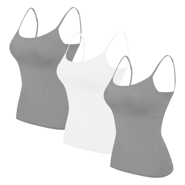 Timegard Débardeurs 3 Pcs pour Femmes Grande Taille Col Rond Camis Ajustés Doux Décontractés Couleur Unie Sans Manches