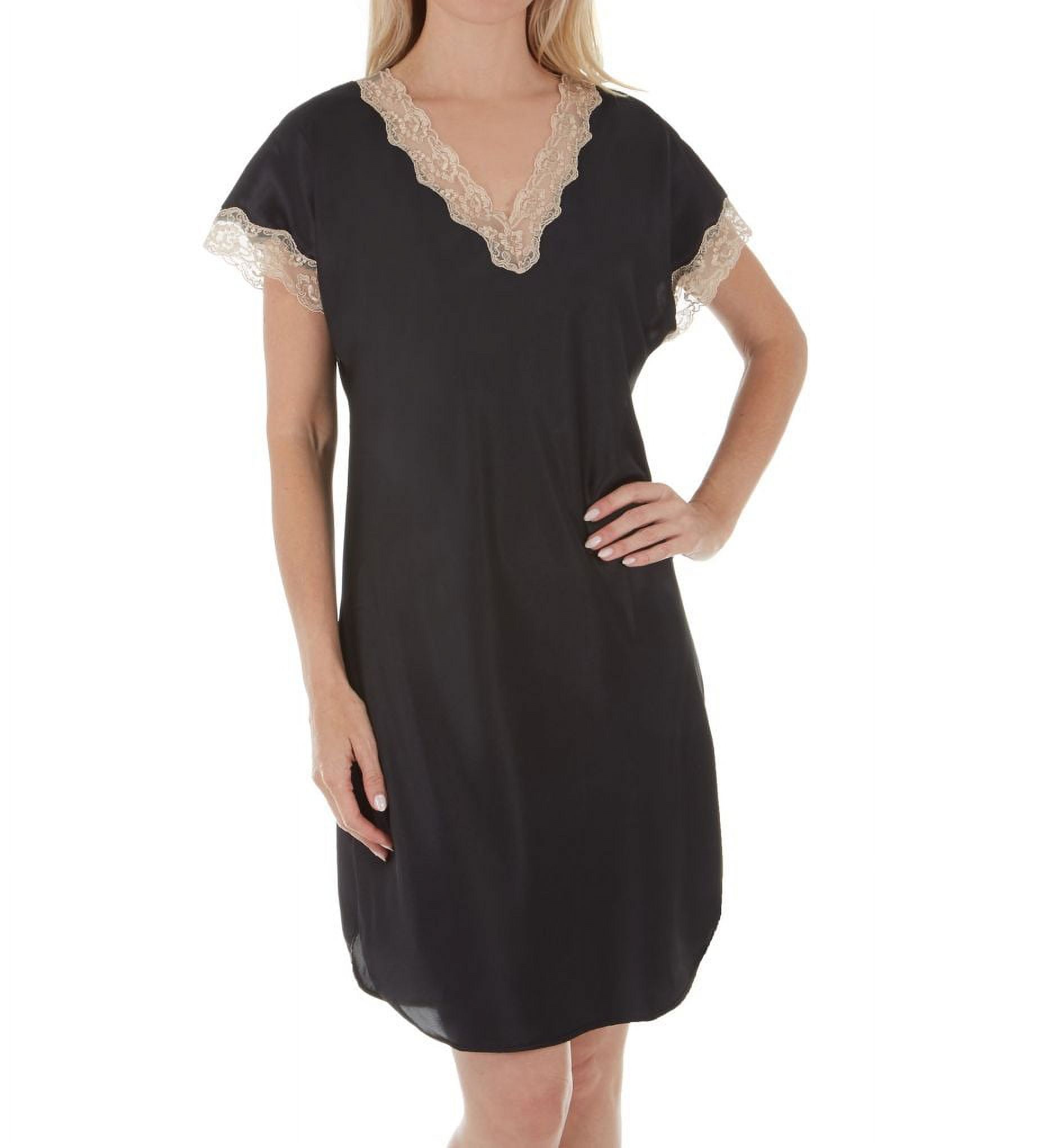 Robe de Nuit pour Femmes Shadowline 4503 Charming Charmeuse (Noir G)