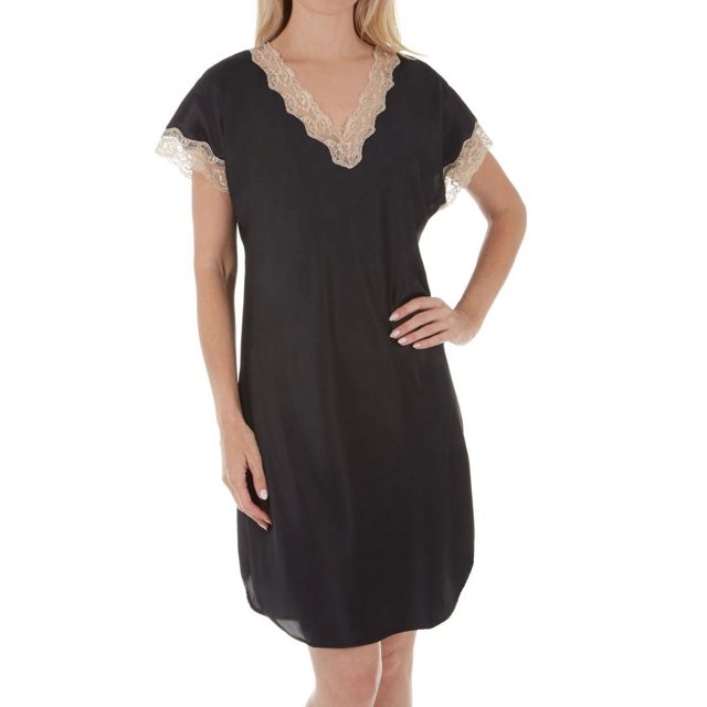 Robe de Nuit pour Femmes Shadowline 4503 Charming Charmeuse (Noir m)