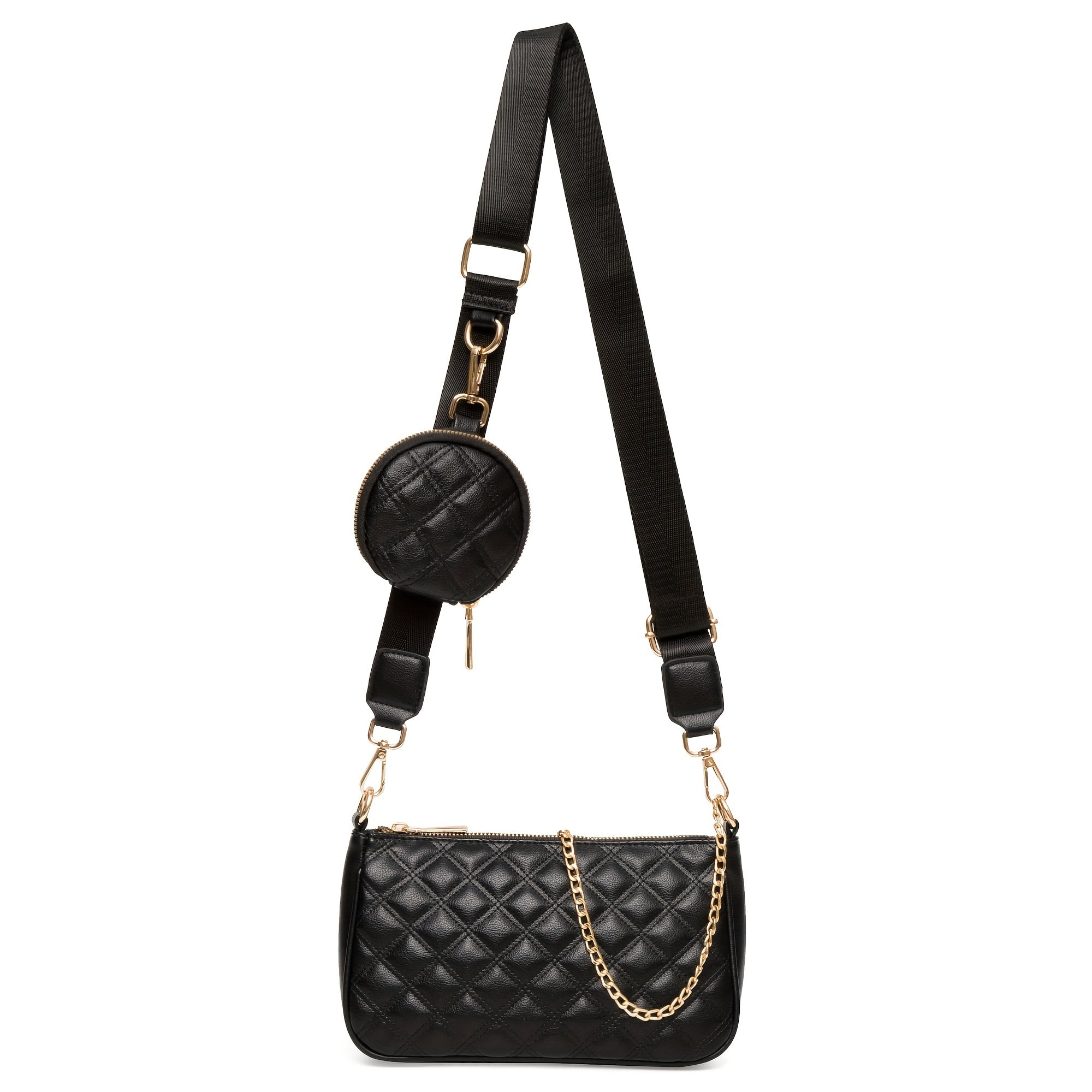 Small Quilted Crossbody Bag for Women - Stylish Shoulder Side Handbag with Detachable Coin Purse, Chain Strap, and Chic Design - Perfect for Daily Use, Travel, and Night Out