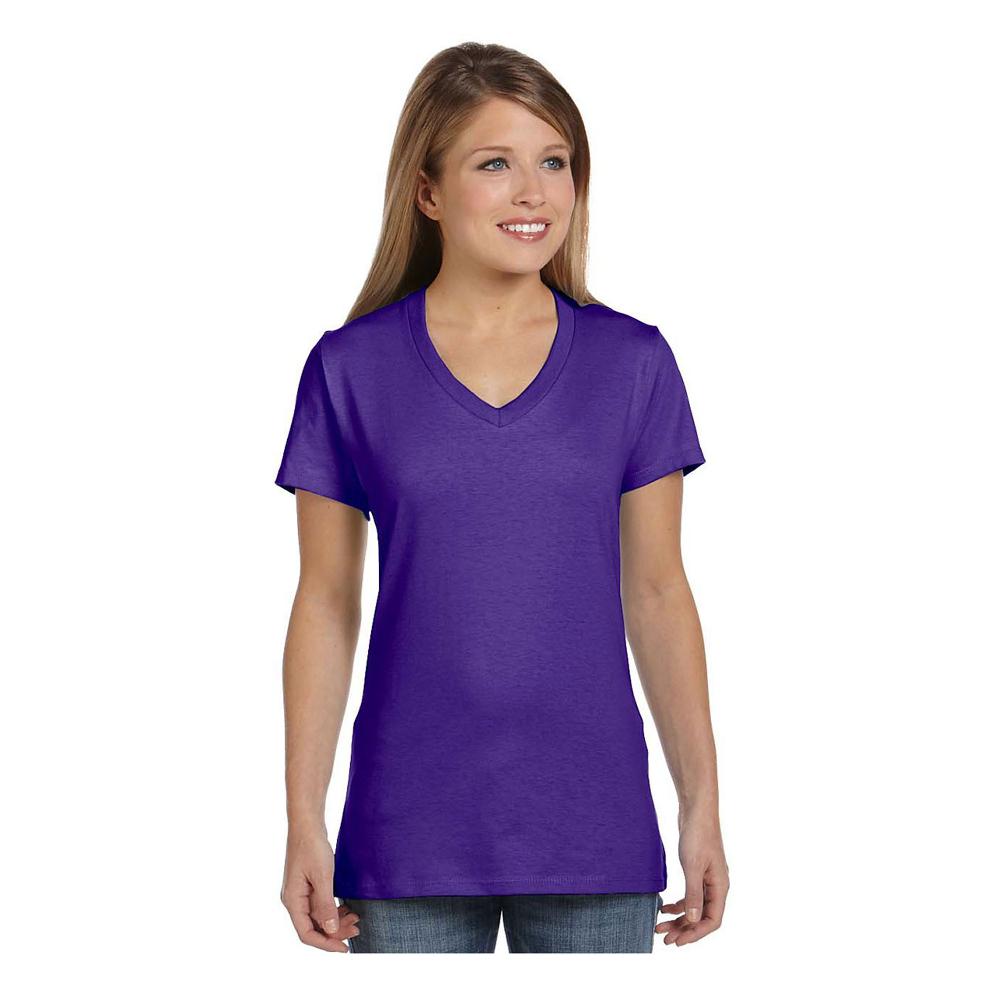 Hanes Ladies Ringspun Cotton Nano-T V-Neck T-Shirt, Style S04V