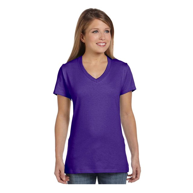 Hanes Ladies Ringspun Cotton Nano-T V-Neck T-Shirt, Style S04V