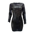 thumbnail image 3 of Fridja Womens Mini Solid Color Long Sleeve Hip High Waist Sexss Dress, 3 of 6