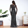 thumbnail image 3 of Robe de Soirée pour Femme Grande Taille, Col Rond, Manches Longues, Sirène, Paillettes, Tulle, Longueur au Sol, Robe de Fête, Robe Formelle pour Femme, 3 of 7