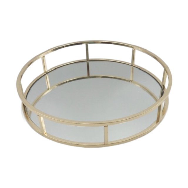 DOLITY Mirrored Dressing Table Decorative Tray Elegant Makeup Tray Vanity Tray for Home 38cm