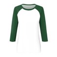 thumbnail image 4 of TSADFHJI Débardeurs Blancs pour Femmes avec Soutien-Gorge Intégré, Haut à Manches 3/4, Chemise Raglan Décontractée d'Été, Col Rond, TTG Vert, 4 of 5