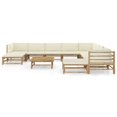 thumbnail image 2 of vidaXL 11 Piece Garden Lounge Set with Cream White Cushions Bamboo, 2 of 12