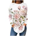 thumbnail image 2 of DPTALR Blouses d'Automne à Col Rond Imprimé pour Femmes Manches Longues Smockées, 2 of 5