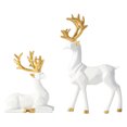 thumbnail image 1 of jifeng 2 Pcs Figurine de Cerf en Résine Décoration Statue Blanche, 1 of 9