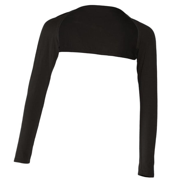 Solid Shoulder Open Cropped Long Sleeve Modal Full Arm Cover Shrug Coffee