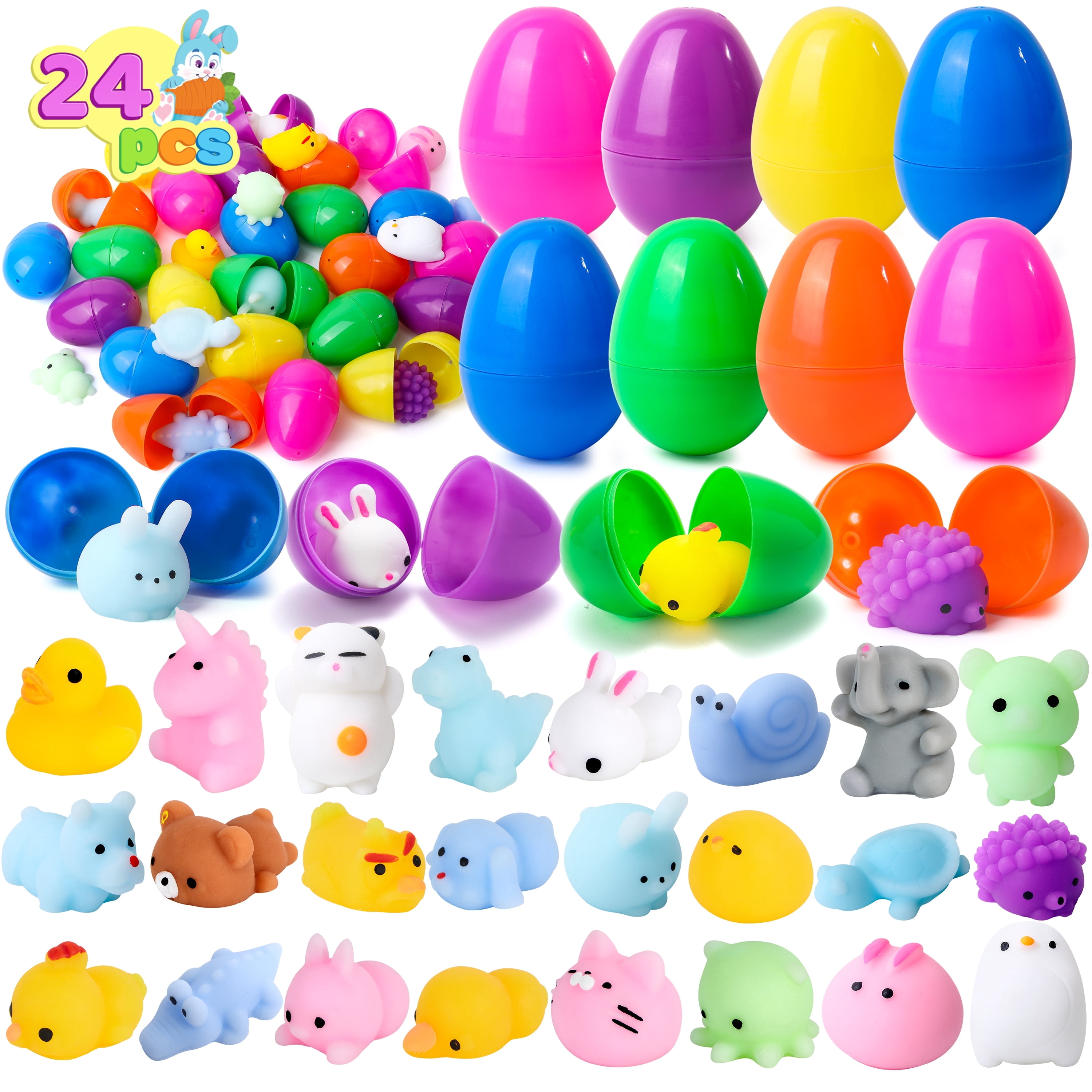 JOYIN Lot De 6 œufs De Pâques Pré-remplis Avec Slime Et Jouets – Remplissage Pour Panier, Chasse Aux œufs, Cadeaux Enfants