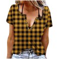 thumbnail image 1 of Liquidation d'Économies! Hauts pour Femmes Grande Taille, Blouse d'Été à Manches Courtes pour Femmes, T-shirt Blouse à Col Rond à Boutons Imprimé à Manches Courtes pour Femmes, 1 of 5