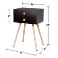 thumbnail image 4 of Costway Mid Century Modern 2 Drawers Nightstand Sofa Side Table End Table Espresso, 4 of 10