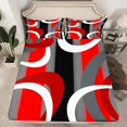 thumbnail image 2 of Erosebridal Ensemble de Draps Rouge Gris Noir Blanc Grand Lit, Ensembles de Literie à Rayures Géométriques Format Grand Lit, Déco de Chambre Moderne 4 Pcs, 2 of 7