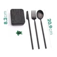 thumbnail image 3 of Portable & Reusable Stainless Steel Travel Cutlery Set (Black) - Includes Travel, 3 of 9