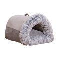thumbnail image 1 of Lit pour Chat Grotte Semi-Fermée Nid pour Chat Portable avec Poignée Confortable Gris Grand, 1 of 9