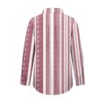 thumbnail image 4 of Cameland Blouses Mode pour Femmes Col en V Rayé Manches Retroussables avec Poche Chemise Ample, 4 of 6