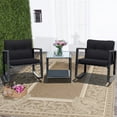 thumbnail image 3 of Costway 3PCS Patio Rattan Furniture Set Rocking Chairs Cushioned Sofa Black, 3 of 9