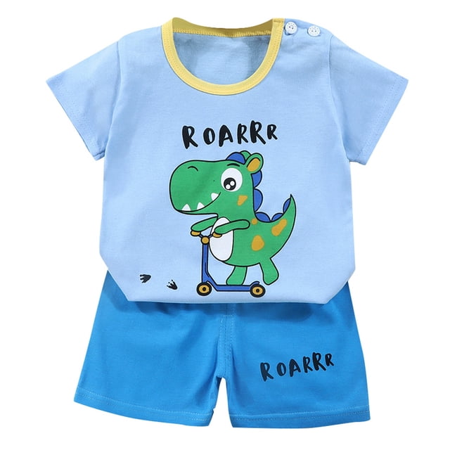 Girls Spring Outfits Summer Short Sleeved T Shirt Set Shorts Two Piece Set Newborn Boy Clothes Brown 4-5 Years
