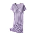 thumbnail image 2 of zanvin Robe de Grossesse pour Femmes, Robe d'Allaitement pour Femmes Unie à Col en V à Manches Courtes, Allaitement Post-Partum, Robe de Grossesse pour Femmes, Vêtement de Nuit avec Coussinet de Poitrine, 2 of 5