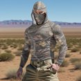 thumbnail image 2 of Chandail à Capuchon Rafraîchissant pour Hommes Unisexe à Imprimé Camouflage, Couvre-Visage et Protection Solaire UPF, Haut à Manches Longues Coupe Raglan avec Tissu Ultraléger Qui Évacue l'Humidité, Capuche Ajustable pour Aventures d'Été Style Décontracté Sportif, 2 of 9