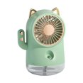 thumbnail image 1 of Cat Electric Fan Desktop 3 Speeds Modes Portable Silent Rechargeable Spray Water Green, 1 of 7